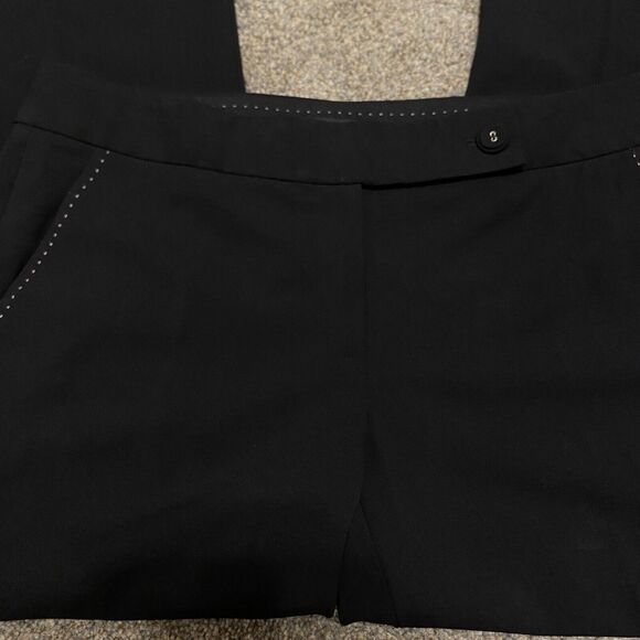 Ellie Tahari Dress Pants M Black Mid Rise Straight Leg Wool Designer Career - Picture 9 of 9